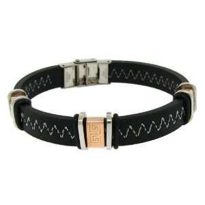   Design On Unusual Black Rubber Zig Zag Stitched Band Bracelet: Jewelry