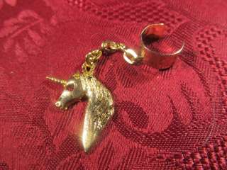 Goldtone Crystal Unicorn Dangle Charm Ear Cuff  