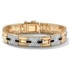 ParisJewelry 2 Carat Diamond and Onyx 14K Gold Plated bracelet