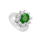   Emerald and Diamond Engagement Ring : 14K White Gold   2.50 CT TGW