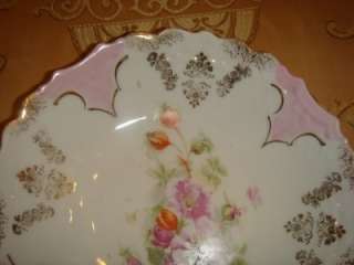 Vintage 4pc Pink floral Saucer set 5 3/4W collectible  