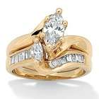   Beach Jewelry Gold Plated Cubic Zirconia Wedding Ring Set   Size 9