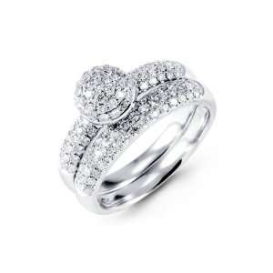  18K White Gold Round Diamond Engagement Wedding Ring 