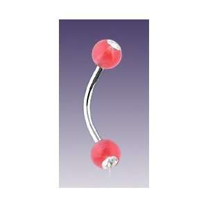  Acrylic Stone Curved Barbell (Pink) Health & Personal 