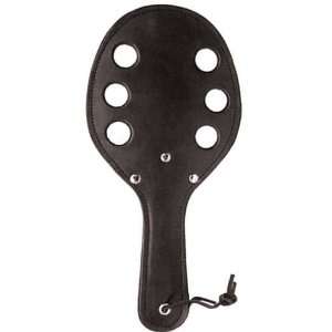 Leather Paddle Round W/holes Blk