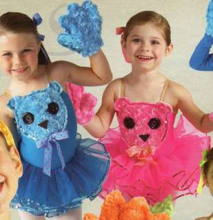   BEAR DANCE COSTUME FUZZY MITTS FACE BOWS 4 COLORS Button eyes  