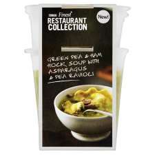Tesco Finest Restaurant Collection Pea Ham Soup Asparagus Ravioli 600G 