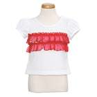 Little Zazzy White Size 18M Red Sheer Ruffle Knit Top Baby Girl
