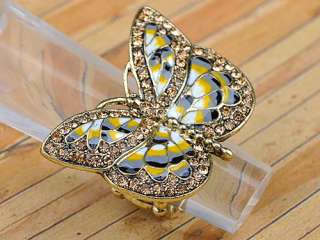   Inspired Gold Tone Butterfly Wings Insect Crystal Rhinestone Ring