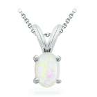 Birthstone Company Oval Opal Pendant in 14k White Gold (6x4 mm)