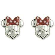 Disney Sterling Silver Minnie Mouse Stud Earrings with Signature Bow 