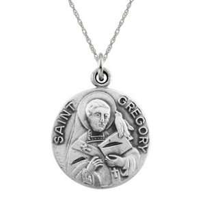 St. Gregory pendant medal   sterling silver