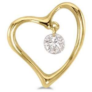  14kt Yellow Gold Swinging Diamond Heart Pendant: Jewelry