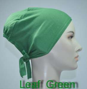 Cotton Under Scarf Shawl Hijab Bonnet CapHat Leaf Green  