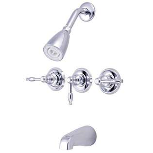  Triple Handle Chrome Tub and Shower Faucet 