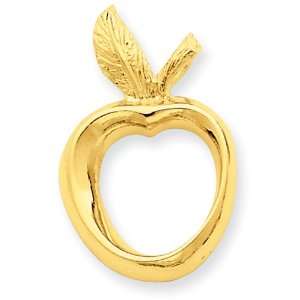    14k Yellow Gold Satin Polished Cut Out Apple Pendant Jewelry