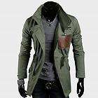 caihao Premium Casual Slim Leather Pached Military Style Coat Jacket M 