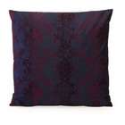   Black Square Decorative Pillow with Flocked Red Damask Design 25
