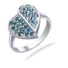 FineDiamonds9 0.85 CT Blue Diamond Heart Ring In Sterling Silver in 