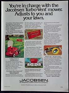 1977 Jacobsen Turbo Vent Lawn Mower Magazine Ad  