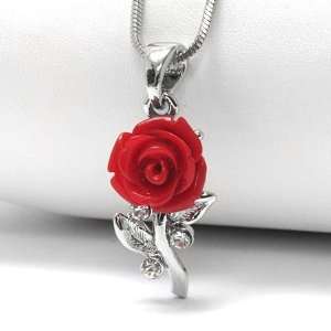  A Rose Without Thorns   Blooming Red Rose 17 Pendant 