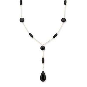   Multi Shaped Black Onyx Y Necklace In 14kt Yellow Gold. 18 Jewelry
