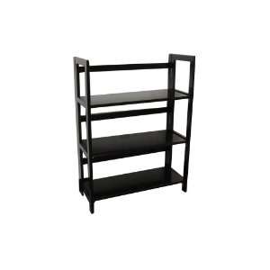   Espresso Wood 3 tier Foldable Bookshelf Bookcase: Office Products