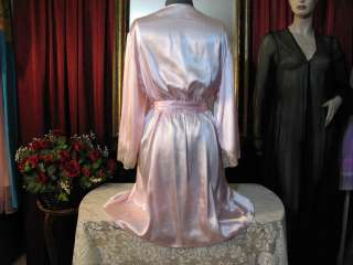 Pink Polysatin POLKA DOT Wrap Peignoir Robe w/ SASH BELT 4 Nightgown 