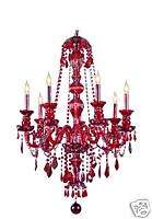 LIGHT RUBY RED CRYSTAL CHANDELIER  