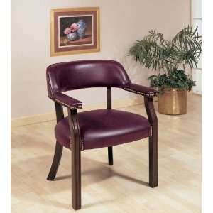  Guest Chair with Nail Head Trim in Burgundy Faux Leather 