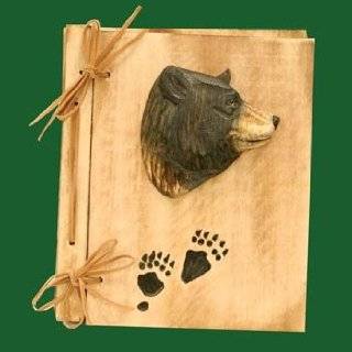 Rustic Wood Carved Black Bear Photo Album (Real Wood), 5x7, 8 inch