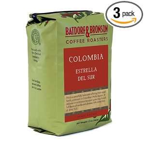   Colombia Estrella Del Sur, Whole Bean Coffee, 12 Ounce Bags (Pack of 3