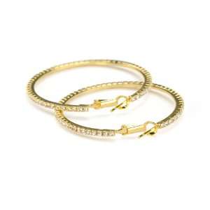  Pave Crystal Endless Hoop Earrings Gold: SusanB.: Jewelry