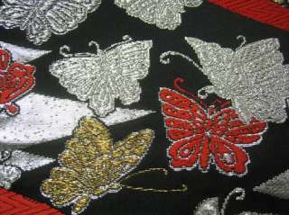 Japanese Kimono FUKURO OBI Flower Butterfly Silk09a5094  
