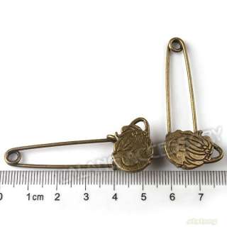  Kid Charms Alloy Safety Pin Brooch Findings 53x21x7mm 160491  