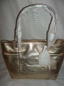 Michael Kors Leather Jet Set Top Zip Tote Satchel Handbag Gold $198 