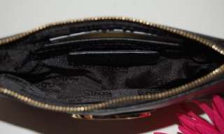 New MICHAEL KORS Fulton Black Leather Gold MK Wristlet Bag $88  