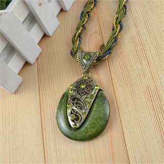   Cocktail Multi Chain Resin Bead Drop Pendant Crystal Necklace 26 N010