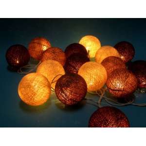  Chocolate Tone Mix Cotton Ball Patio Party String Lights 