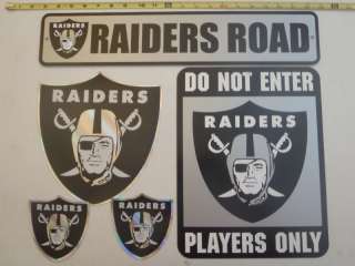 Oakland Raiders NFL Stickers & Street Signs Lot Rare  