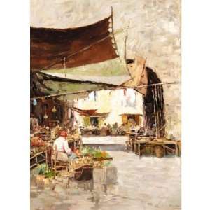 FRAMED oil paintings   Alberto Pasini   24 x 24 inches   Market Day 