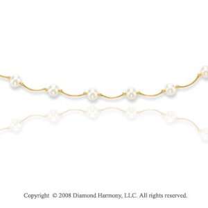  14k Yellow Gold Elegant Stylish Pearl Necklace Jewelry