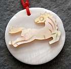 Natural Sea Shell Chinese Zodiac Horse Amulet Pendant  