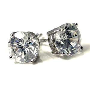    Silvertone Round Cut Rhinestone Stud Fashion Earrings: Jewelry