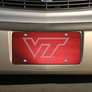 NCAA Virginia Tech Hokies Maroon Bling Mirrored License Plate:  