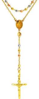 Solid 14K Three Tone Gold 8.3gram 26 inch Holy Rosary  