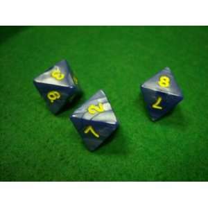  Pearlized Blue and Yellow 8 Sided Dice Toys & Games