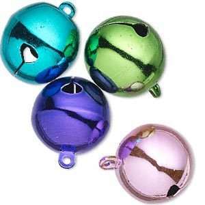 12 Big Assorted Bright Color 1 Inch Jingle Bell Charms  