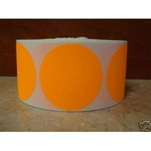   500 2 inch Orange Color Coded Inventory QC Labels Dot