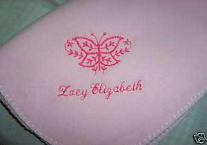 PERSONALIZED Butterfly Fleece Baby Blanket Pink NEW  